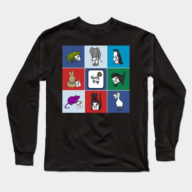 Cute Animals Girls Trip Long Sleeve T-Shirt by ellenhenryart